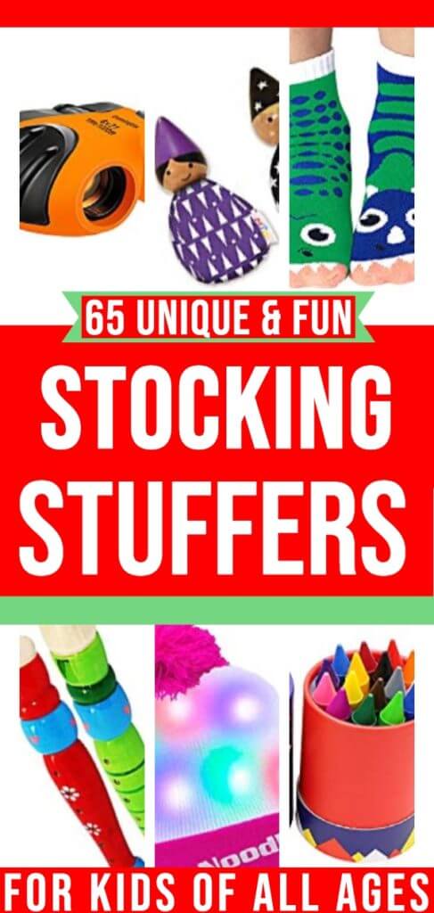 Looking for stocking stuffers for kids? We have 65 of the best Christmas gift ideas for boys and girls in one place! From cheap and inexpensive to useful and fun this collection of unique stocking stuffers for kids organized by age from baby to toddler to tween will make your life and shopping for Christmas easier regardless of your budget! #StockingStuffers #toys #Christmas #ChristmasGifts #ChristmasToys #toygiftguide #holidaygifts