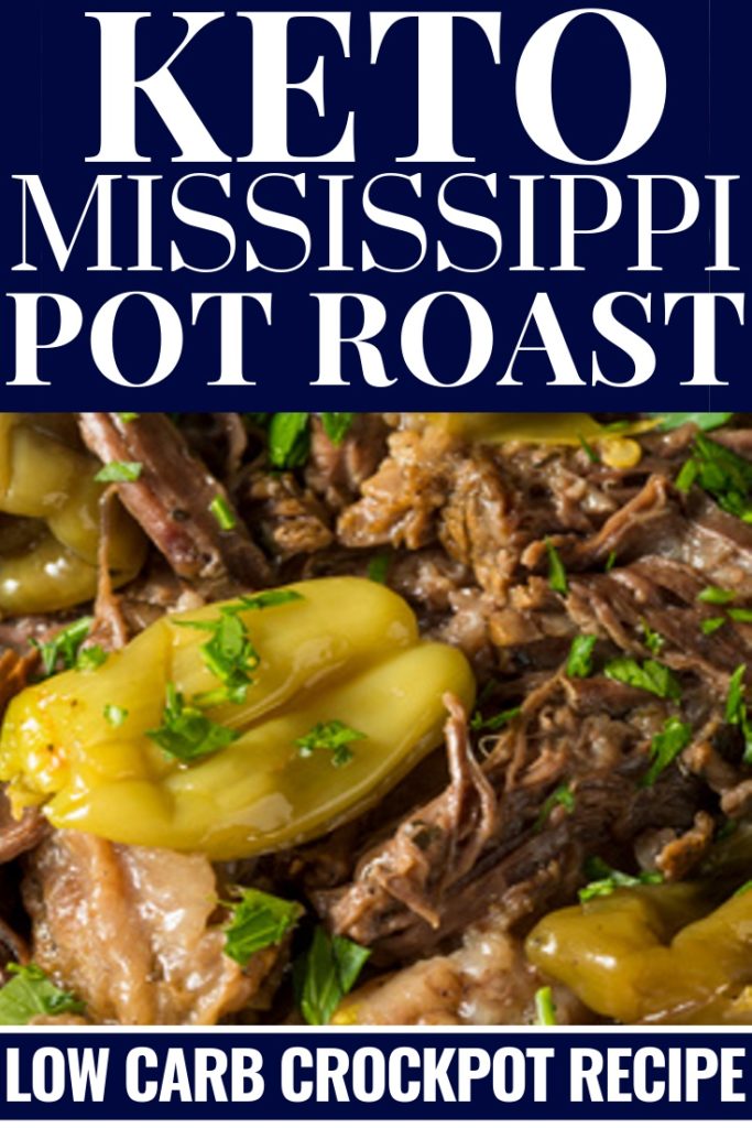 This keto crockpot recipe is an easy and healthy low carb dinner that tastes amazing! Slow cooking Mississippi Pot Roast is a cheap keto diet meal idea for families! Best weight loss recipe on the ketogenic diet! #keto #ketogenic #ketorecipes #ketodiet #ketogenicdiet #lowcarb #crockpot #crockpotrecipes #slowcooker #PotRoast