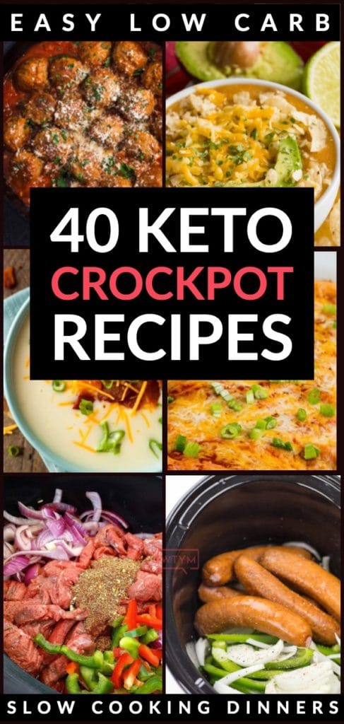 Finding slow cooking keto recipes for your crock pot just got a lot easier with these 40 healthy ketogenic recipes for weight loss! Whether you’re searching for low carb meals with chicken, beef, pork, or ground turkey this list of keto crockpot recipes has your back with plenty of easy meals, roasts, soups, & chilis families can enjoy! With vegetarian and dairy free options this makes keto meal planning simple! #keto #ketodiet #ketorecipes #ketorecipe #crockpot #crockpotrecipes #slowcooker