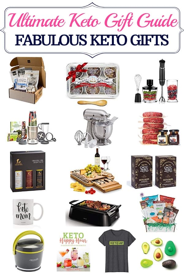 Ultimate Keto Gift Guide If you’re looking for the best keto gifts for friends, family, or coworkers following the low carb keto diet this is full of fabulous keto gift ideas & DIY keto gift baskets! Perfect for anyone on the ketogenic diet even beginners! With fabulous healthy low carb gift ideas from keto snacks, products, kitchen gadgets, and gift baskets there’s something for every budget! #ketogifts #ketodiet #lowcarbdiet #Christmas #gifts #giftbaskets #holidaygifts #weightloss #healthy