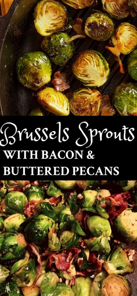 Brussels Sprouts with Bacon and buttered pecans is a fabulously easy Brussels Sprouts side dish that’s the ultimate combination crispy and crunchy.