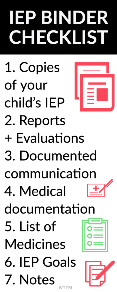 IEP Meeting Binder Checklist 