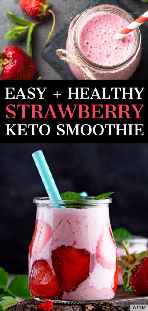 This easy strawberry smoothie is the perfect keto smoothie for a refreshing breakfast or low carb snack. This healthy strawberry smoothie with almond milk is dairy-free, paleo, Whole30, and vegan and comes together in minutes for breakfast on the go!.  #ketosmoothie #frozenberrysmoothie #lowcarbsmoothie #lowcarbsnacks #ketosnacks #ketodrinks #lowcarbdrinks #healthysmoothie #smoothiewithoutmilk #berrysmoothie #healthyberrysmoothie 