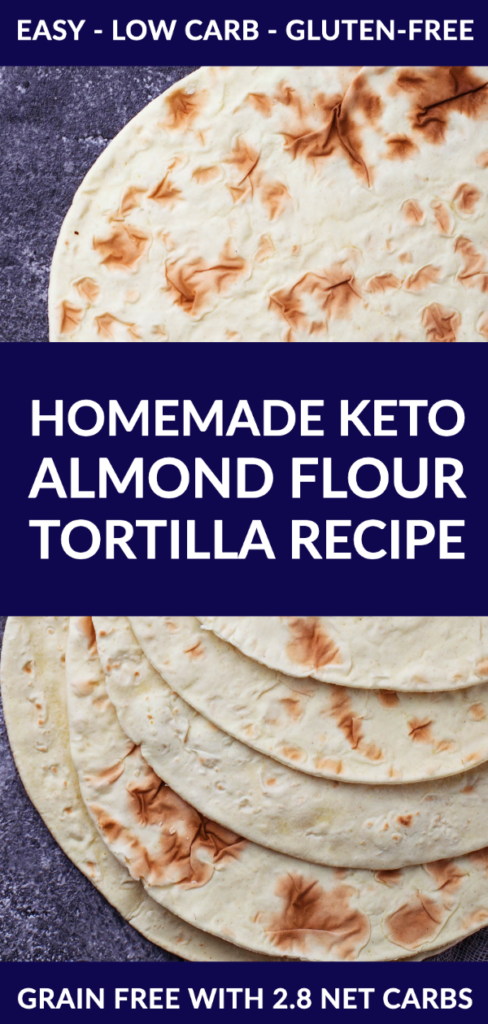 Easy Keto Almond Flour Tortilla Recipe | The best homemade keto almond flour tortilla recipe! Make delicious low carb, gluten-free tortillas with 6 simple ingredients, 2.8 net carbs and 3 WW points! Almond flour and coconut flour combine to create an authentic tortilla that supports your health and weight loss goals. #keto #lowcarb #tortillas #mexican #ketomexican #ketotortillas #lowcarbtortillas #wwrecipes #lunch #dinner
