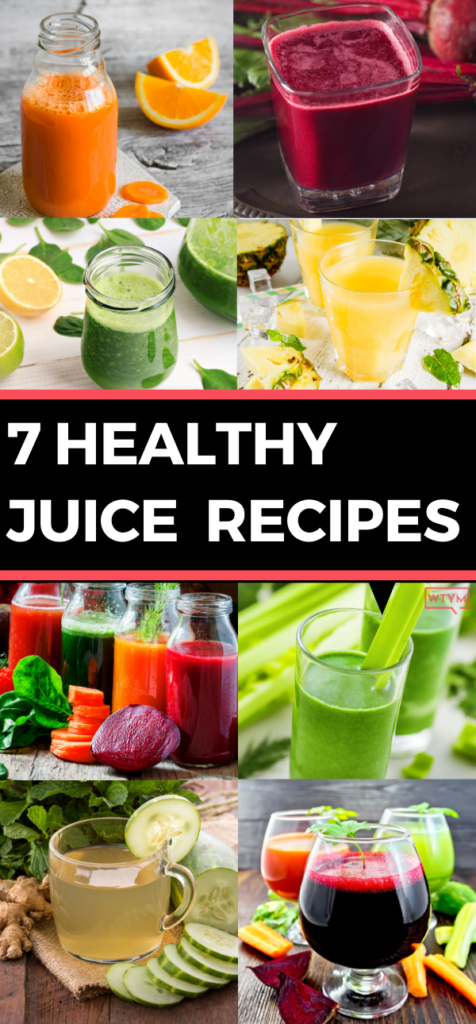 Looking for juicing recipes for beginners? This guide to juicing for weight loss and detoxing has you covered! 7 healthy detox juice recipes, including the popular fat burning green juice, immunity building juice, and more tips to help you decide if you want to start a healthy food detox juice cleanse to kickstart your weight loss plan! #juicing #detox #naturaldetoxtips #antiinflammatory #greenjuice