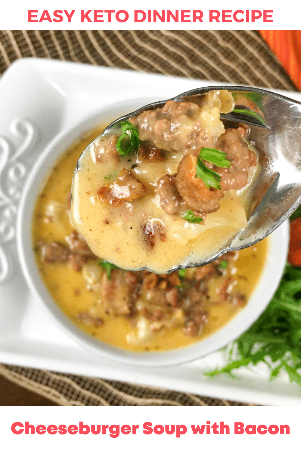 Keto Cheeseburger Soup with Bacon! Low Carb Soup Recipe