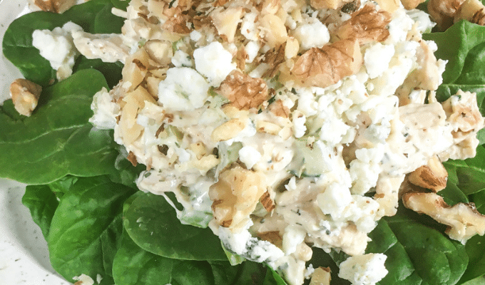 This Keto Chicken Salad Recipe With Blue Cheese & Walnuts Is The Perfect Low Carb Lunch