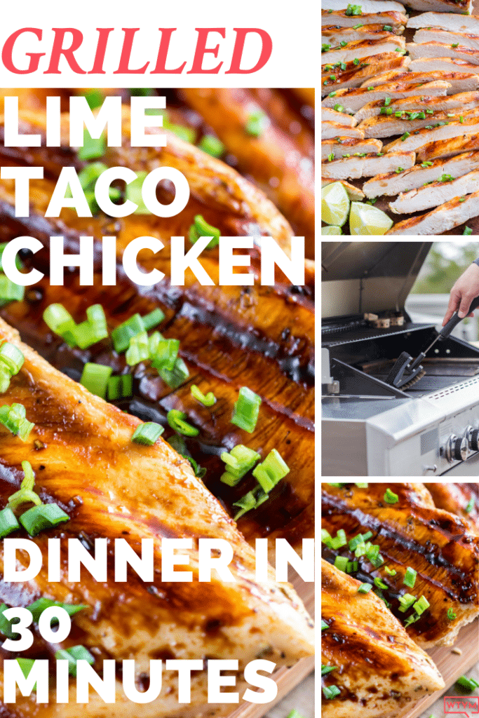 Taco Lime Grilled Chicken is an epically easy grilled chicken marinated in a flavorful blend of lime juice, olive oil, garlic, and homemade taco seasoning. It tastes like you spent hours - ready in minutes. Perfect for summer dinner! Our family BBQ favorite! 