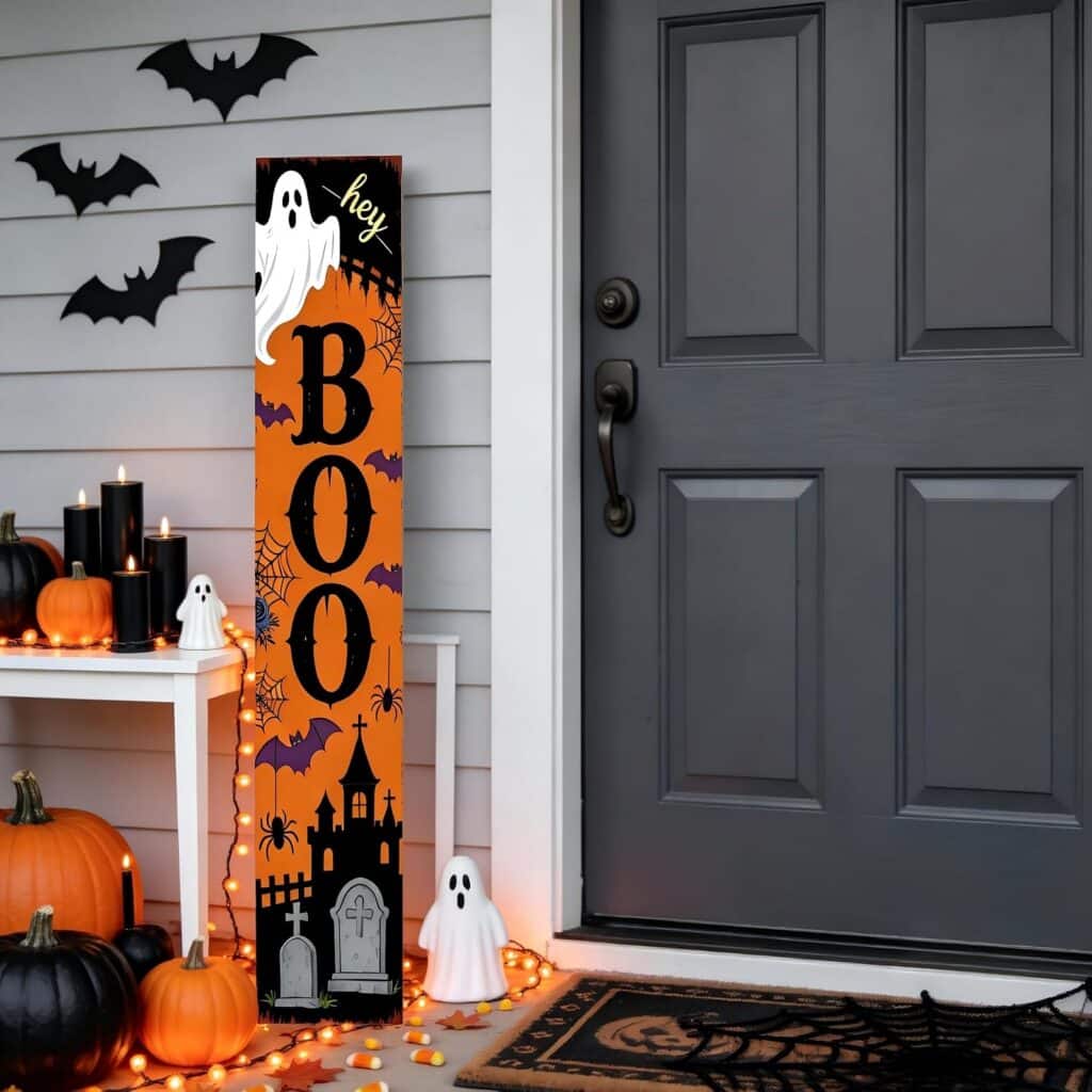 Hey Book Farmhouse Halloween porch sign 