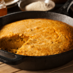 Southern Cornbread in a cast iron skillet
