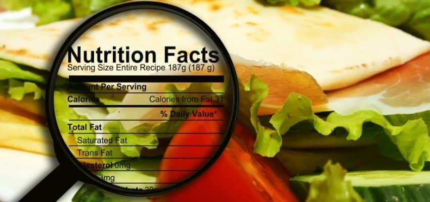 Texas food law nutrition label with magnifying glass