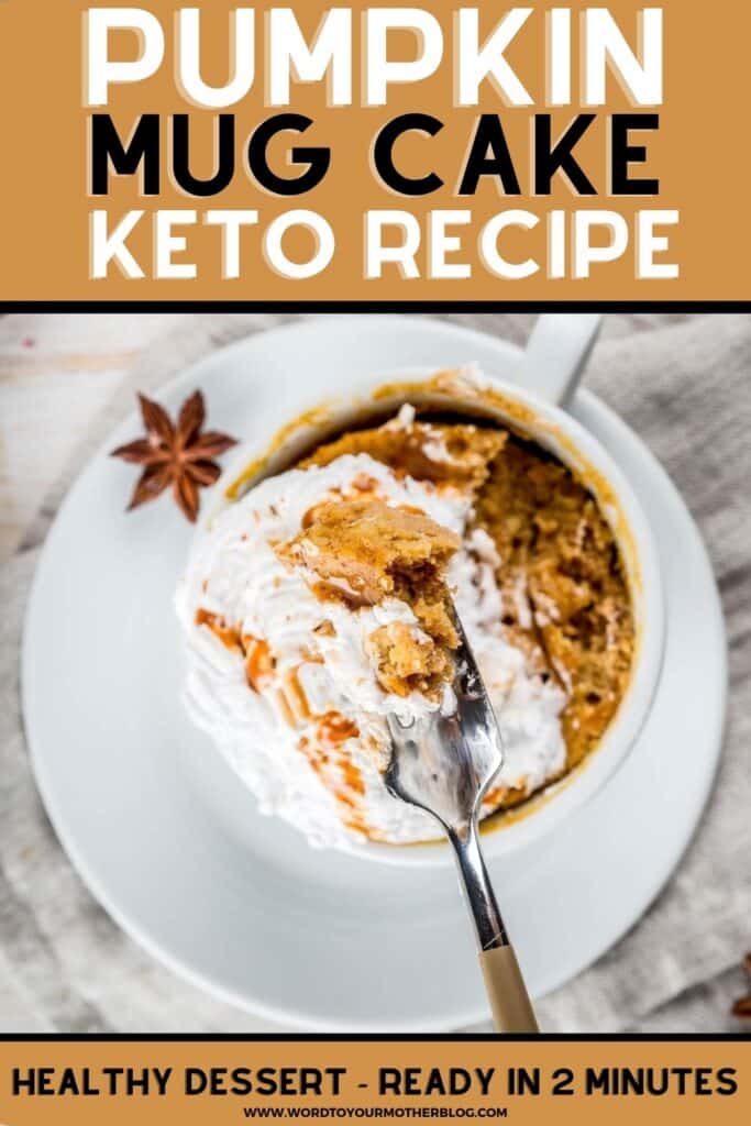 pumpkin mug cake with frosting and cinnamon star